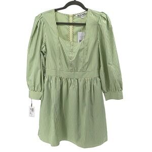 Walter Baker Sadia Mini Dress Size 8 Lemon Teal Striped Pockets W71445 NEW